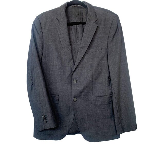 Hugo Boss Blazer Men 38R Wool Notch 3 Button Plaid Check Sport Coat Suit Gray - Picture 7 of 15
